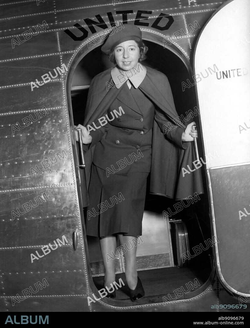 Ellen Church - the first hostess (started 15th May 1936) on United Airlines - tri-motor Boeing 80A. ©TopFoto.