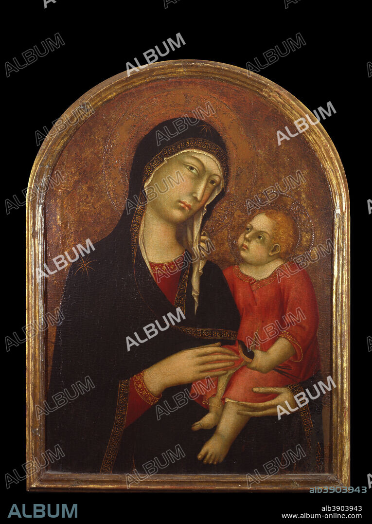 SIMONE MARTINI. Madonna with Chid. Date/Period: Third decade of the 14th century. Tempera on Panel. Height: 80.50 mm (3.16 in); Width: 61 mm (2.40 in).