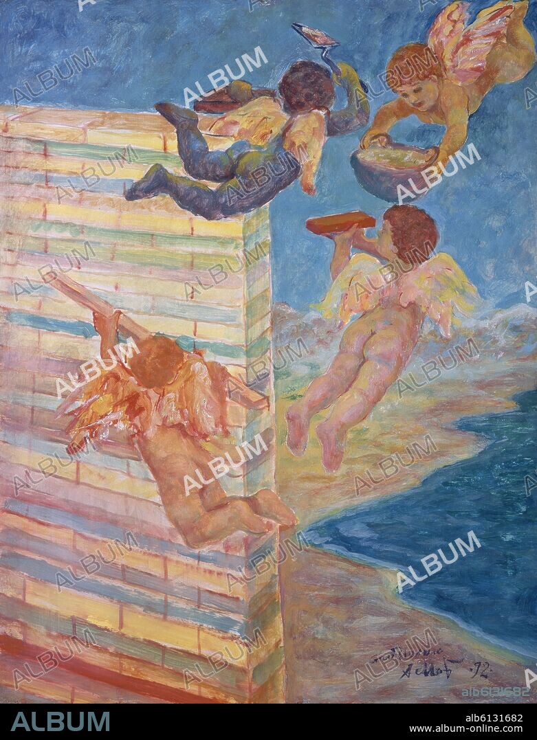 PINTURA(ANGELES CONTRUYENDO UN MURO).