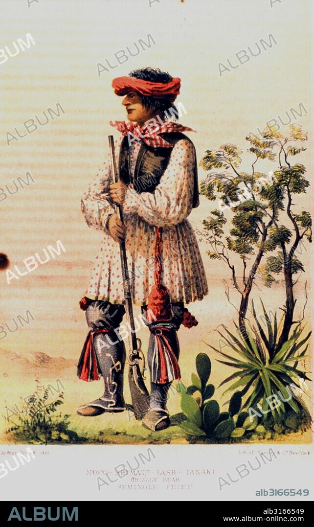 Noco Shimatt-Tash-Tanaki, Grizzly Bear, Seminole Chief. In: 'United States and Mexican Boundary Survey. Report of William H. Emory ' Washington. 1857.