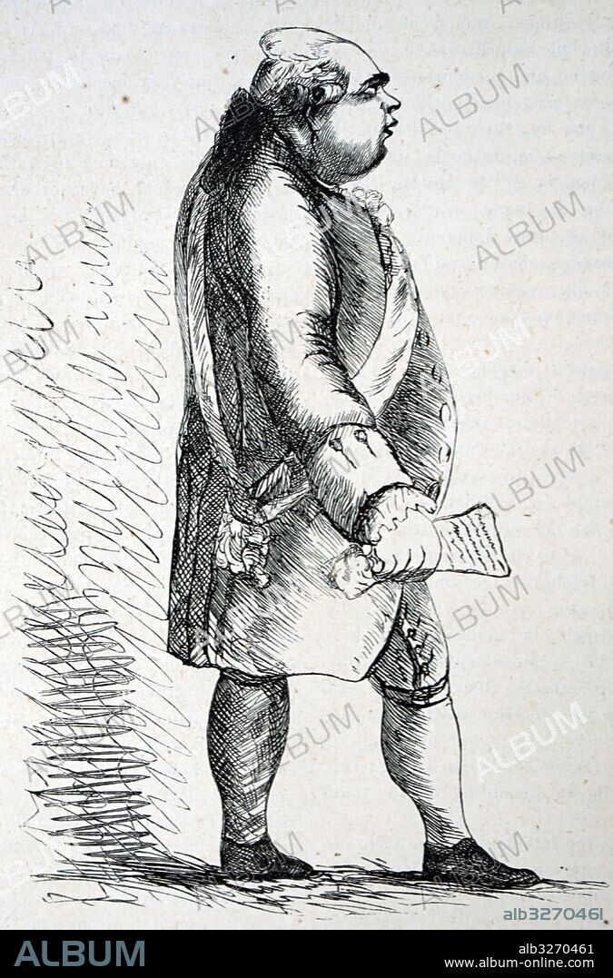 Illustration of Frederick North, Lord North (1732-1792) former Prime Minister of Great Britain. Dated 18th Century.