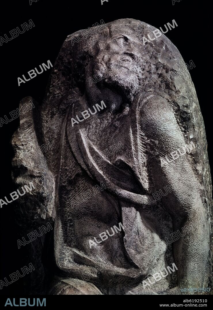 MIGUEL ANGEL. ESCULTURA ABOCETADA DE SAN MATEO  (DETALLE).