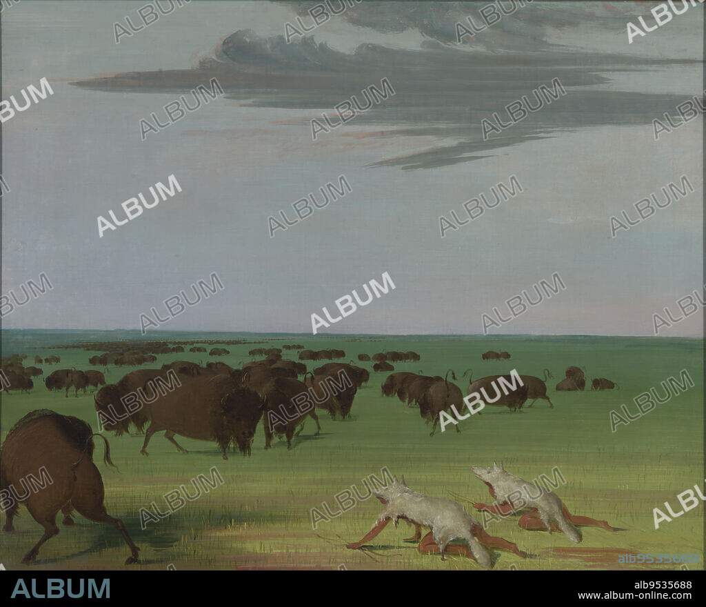 GEORGE CATLIN. Buffalo Hunt under the Wolf-skin Mask. oil on canvas. Date: 1832-1833.