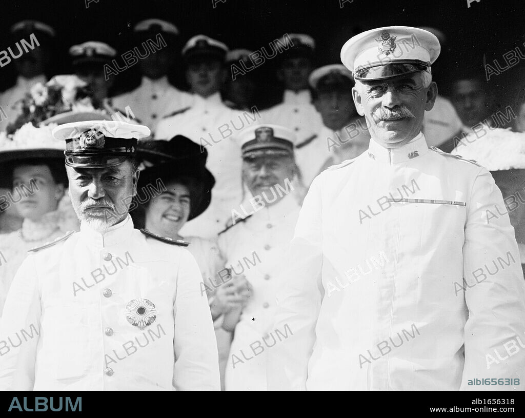 Admiral Togo Heihachiro (1848-1934), Japanese naval hero, with Major General Thomas Henry Barry, superintendent of the US Military Academy at West Point, New York which honoured Admiral Togo in August 1911.