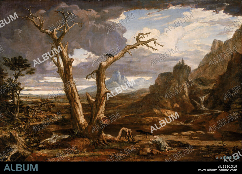 WASHINGTON ALLSTON. Elijah in the Desert. Date/Period: 1818. Painting. Oil on canvas. Height: 1,250.90 mm (49.24 in); Width: 1,847.80 mm (72.74 in).