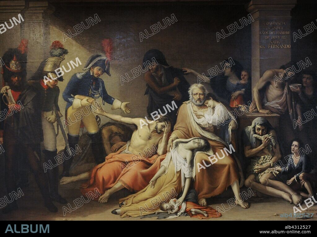 Jose Aparicio (1773-1838). Spanish painter. The Famine of Madrid, 1818. The painting depicts the consequences of the Spanish War of Independence (1808). History Museum. Madrid. Spain. (On loan, Prado Museum, Madrid).