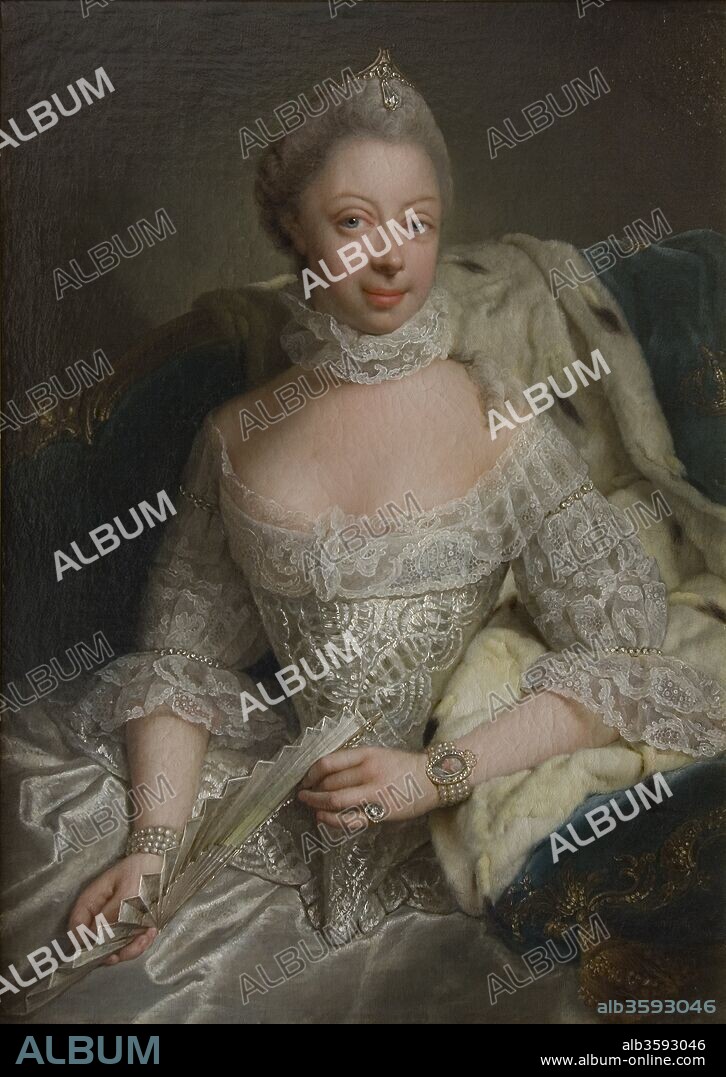 GEORG DAVID MATTHIEU. Portrait of Princess Charlotte of Mecklenburg-Strelitz (1744-1818), Queen of Great Britain.