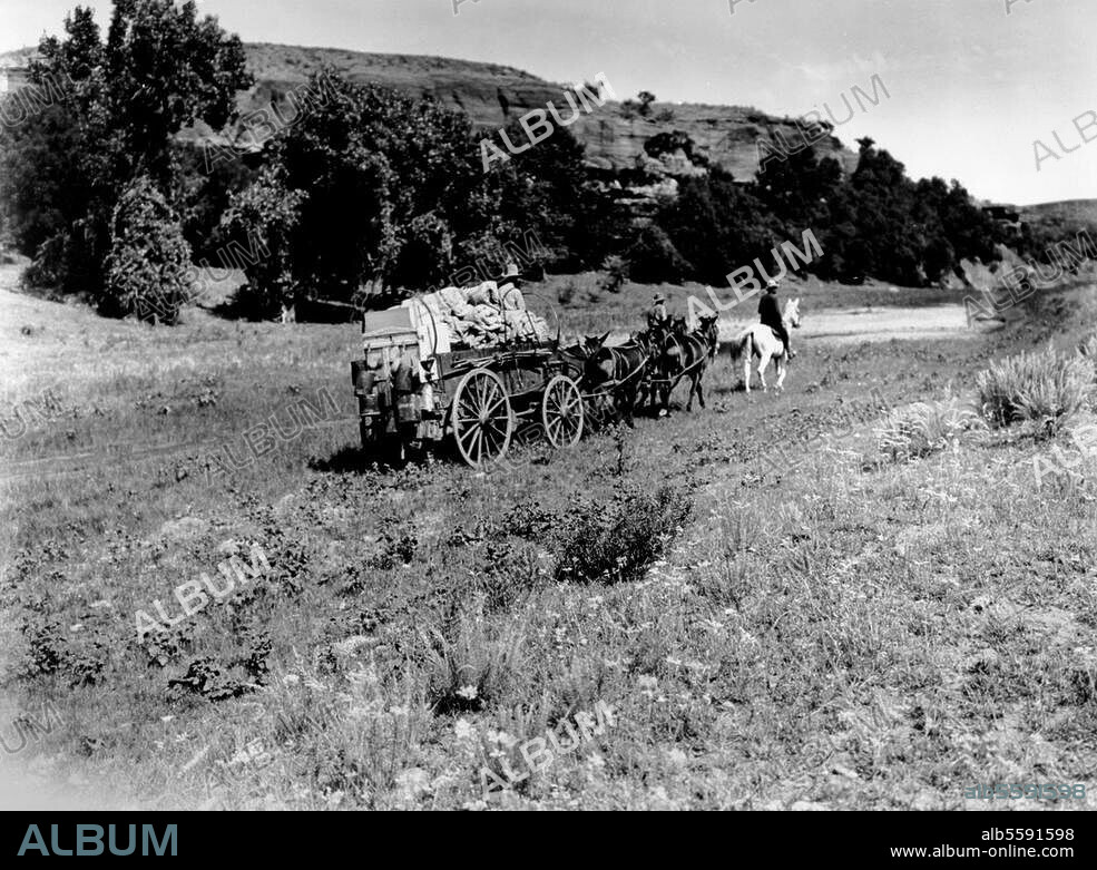 Geschichte der USA, "Wilder Westen". Proviantwagen eines Wagenzuges (?). Foto, um 1905/15 (Erwin Smith).