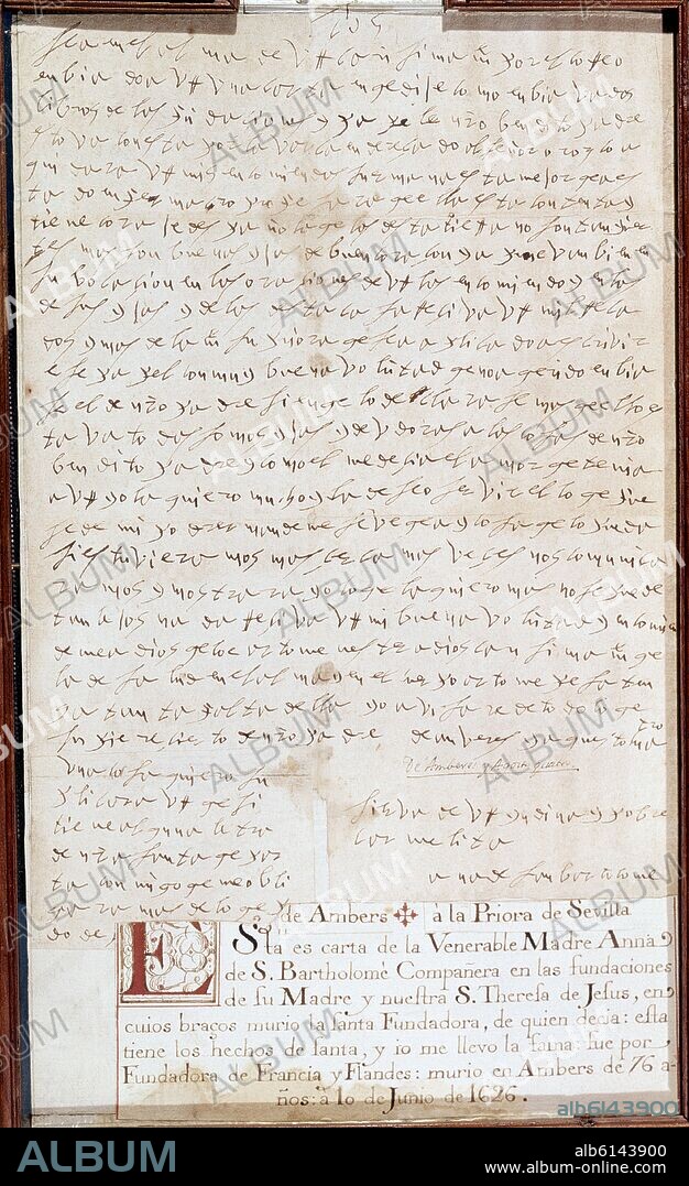 SANTA TERESA DE JESUS (1515-1582). CARTA A UNA ASPIRANTE AL CARMELO - 1574.