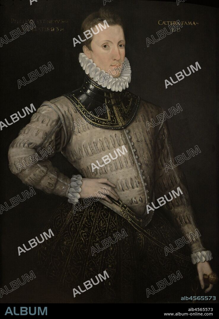 Philip Sidney (1554-1586). Modelo de cortesano renacentista, militar, diplomático y escritor inglés. Retrato a la edad de 23 años. Autor desconocido. Oleo sobre tabla, h.1576. National Portrait Gallery. Londres. Inglaterra.