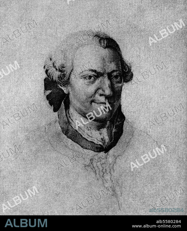 Bach, Wilhelm Friedemann, sog. "Hallescher Bach"; Komponist, ältester Sohn von Johann Sebastian Bach; Weimar 22.11.1710 - Berlin 1.7.1784. Porträt. Zeichnung, zeitgenössisch, anonym. Eisenach, Graphiksammlung des Bachhauses.