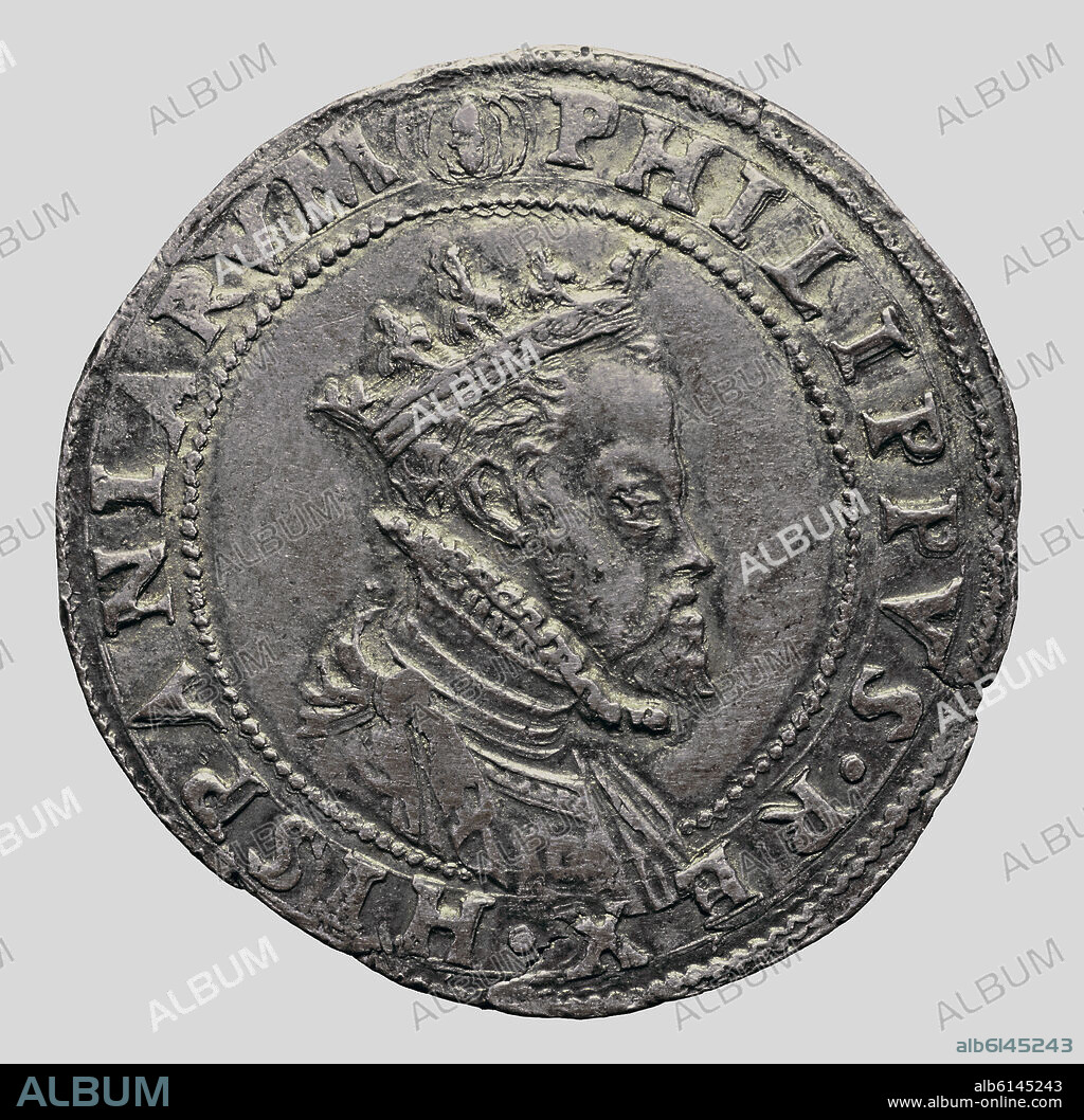 MONEDA CON LA EFIGIE DEL REY FELIPE II DE ESPAÑA.
