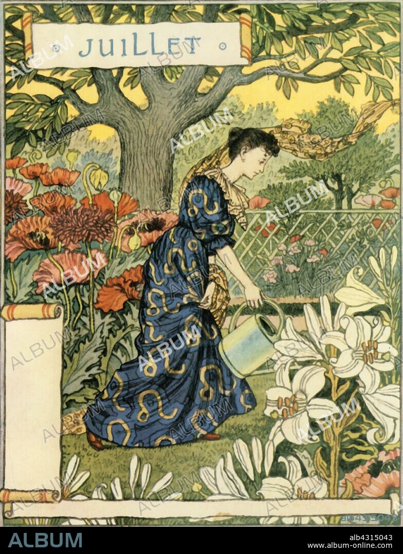 EUGENE SAMUEL GRASSET. 'Juillet', 1896. From "Calendrier la Belle Jardinière", by Eugène Grasset. [Paris, 1896].