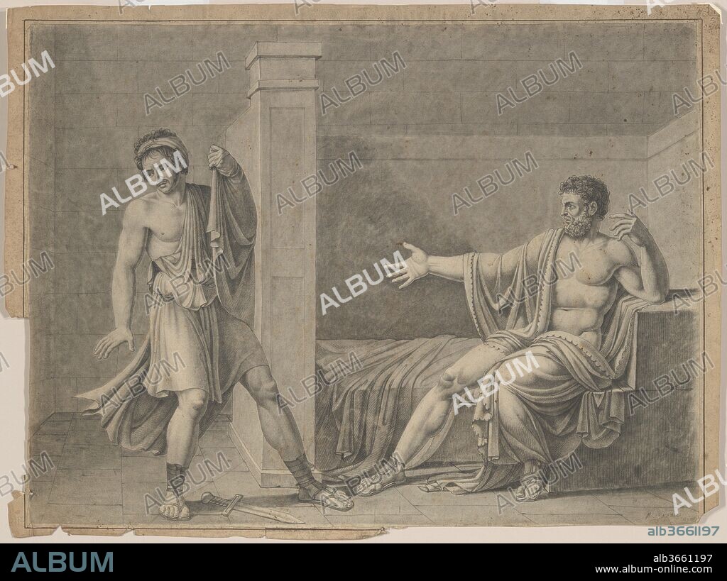 Marius at Minturnae. Artist: In the manner of Jean Germain Drouais (French, Paris 1763-1788 Rome); P. R.. Dimensions: sheet: 15 5/8 x 21 1/16 in. (39.7 x 53.5 cm). Date: 1812.