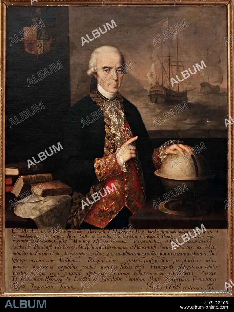 Retrato de D.Antonio Ulloa de la Torre. Anónimo español. Siglo XVIII.