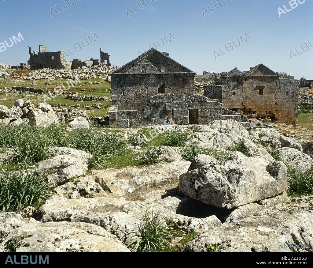 Syria. Dead Cities. Serjilla. Panoramic view of the archaeological site and necropolis. (Photo taken before the Syrian civil war).