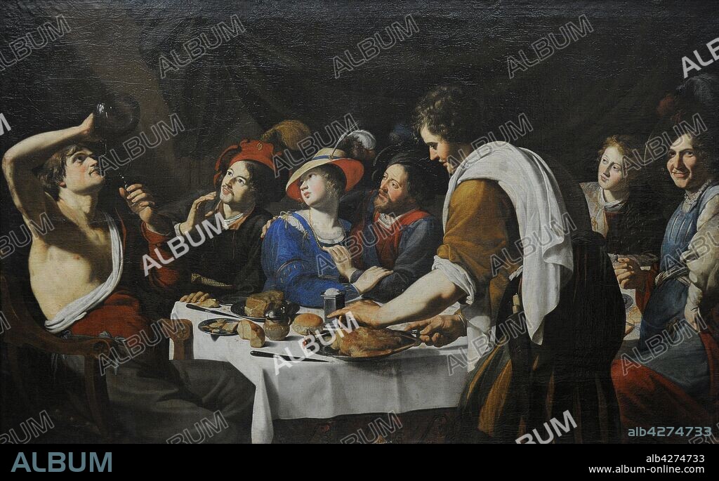 Theodoor Rombouts (1597-1637). Flemish painter. Banquet Scene, 1622-1624. San Fernando Royal Academy of Fine Arts. Madrid. Spain.