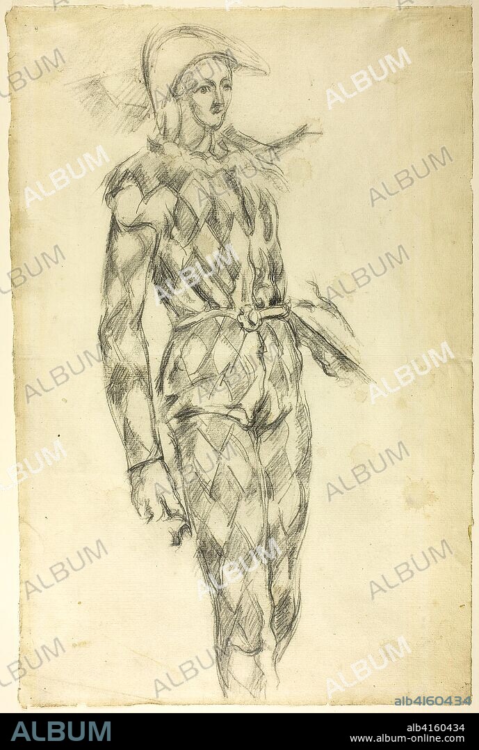 PAUL CEZANNE. Study of a Harlequin. Paul Cézanne; French, 1839-1906. Date: 1883-1893. Dimensions: 478 × 317 mm. Graphite on ivory laid paper. Origin: France.