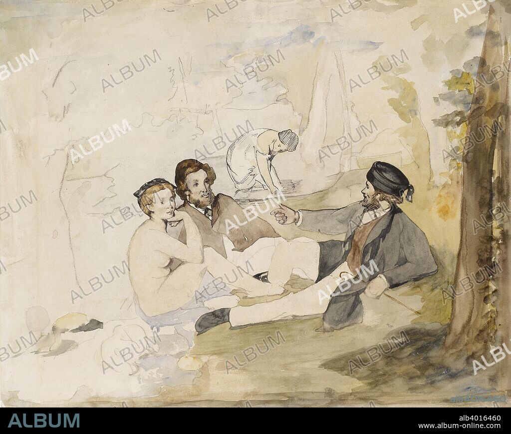 Picnic in a Wood (Le Déjeuner sur l'herbe), 1862-1863. Dimensions: height x width: sheet 40.6 x 47.6 cm.