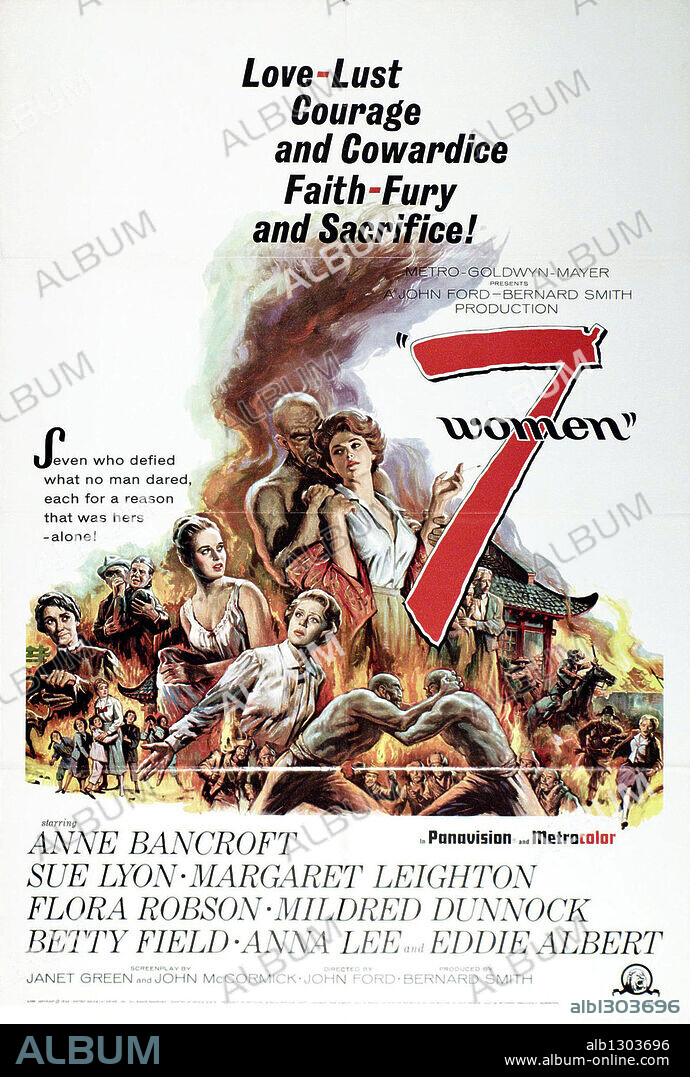 Poster de SIETE MUJERES, 1966 (7 WOMEN), dirigida por JOHN FORD. Copyright M.G.M.