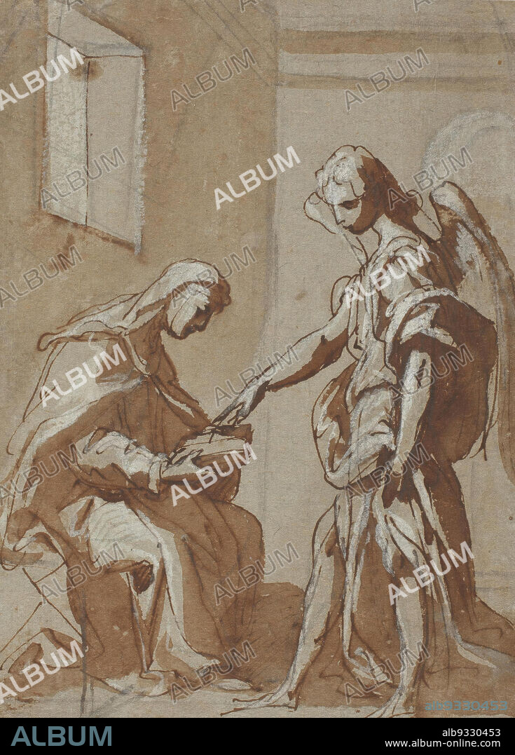 ALESSANDRO TIARINI/ Aparición de un ángel a una monja en su celda. Siglo XVII. 223 x 162 mm.