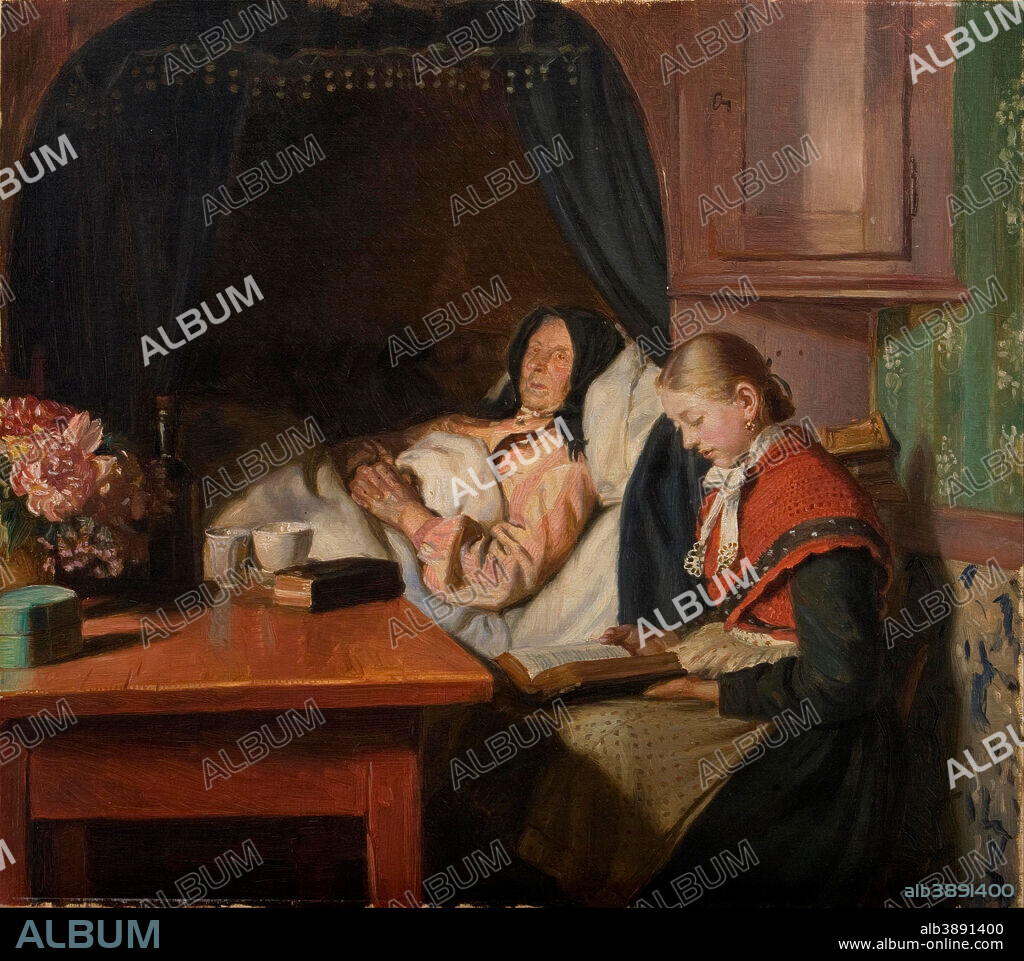 MICHAEL PETER ANCHER. By a sickbed. Date/Period: 1879. Painting. Oil on canvas. 63.2 × 71 cm (24.8 × 27.9 in).
