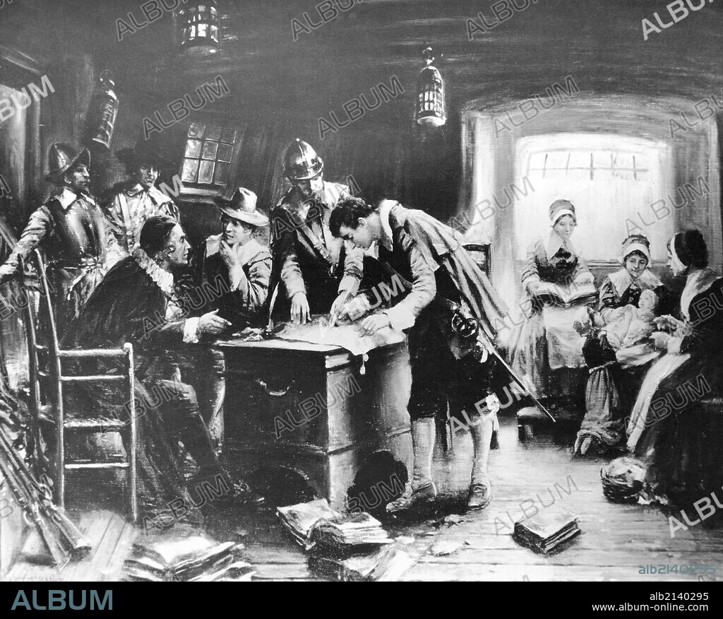 The Signing of the Mayflower Compact.