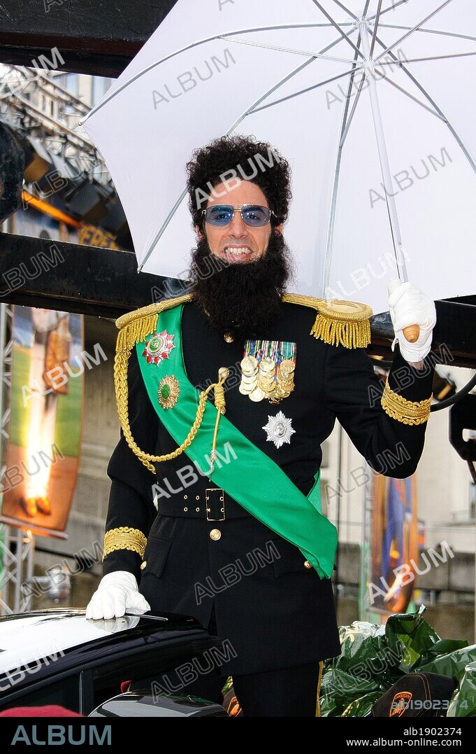 May 10, 2012 - London, Great Britain - . . . . . . . . . . US SALES ONLY . . . . .May 10 2012, London Sacha Baron Cohen dressed as Admiral General Aladeen at the World Premiere of 'The Dictator' at The Royal Festival Hall on May 10, 2012 in London, England. 10/05/2012