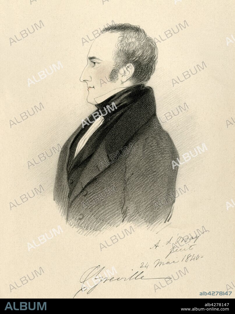 RICHARD JAMES LANE. 'Charles Greville', 1840. Portrait of Charles Cavendish Fulke Greville (1794-1865), British diarist, Clerk of the Privy Council and amateur cricketer. From "Portraits by Count D'Orsay", an album assembled by Lady Georgiana Codrington. [1850s].