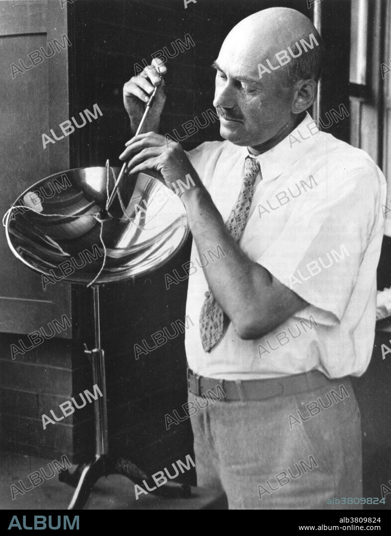 Goddard with his apparatus for solar energy study at Clark University, Worcester, Massachusetts, circa early 1930's. Robert Hutchings Goddard (October 5, 1882 - August 10, 1945) has been recognized as the father of American rocketry and as one of the pioneers in the theoretical exploration of space. He was theoretical scientist as well as a practical engineer. He is credited with creating and building the world's first liquid-fueled rocket. His dream was the conquest of the upper atmosphere and ultimately space through the use of rocket propulsion. He died in 1945, but was probably as responsible for the dawning of the Space Age as the Wrights were for the beginning of the Air Age. Yet his work attracted little serious attention during his lifetime. However, when the United States began to prepare for the conquest of space in the 1950's, American rocket scientists began to recognize the debt owed to the New England professor. They discovered that it was virtually impossible to construct a rocket or launch a satellite without acknowledging the work of Dr. Goddard. More than 200 patents, many of which were issued after his death, covered this great legacy.