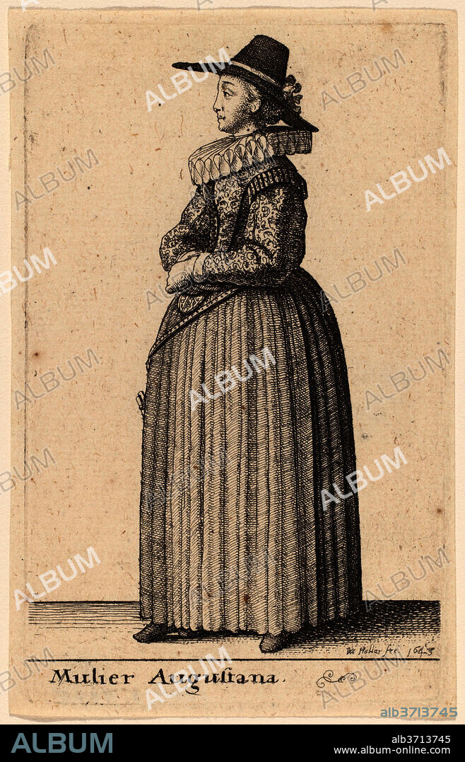 WENCESLAUS HOLLAR. Mulier Augustana. Dated: 1643. Medium: etching.