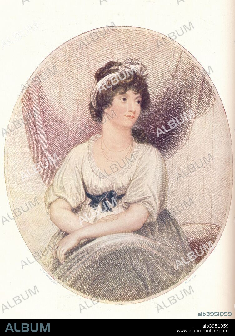 Princess Amelia, (1783-1810), 1797. Youngest daughter of King George III. A stipple engraving after a painting by Sir William Beechey (1753-1839). From the Connoisseur VOL. XV, 1906.