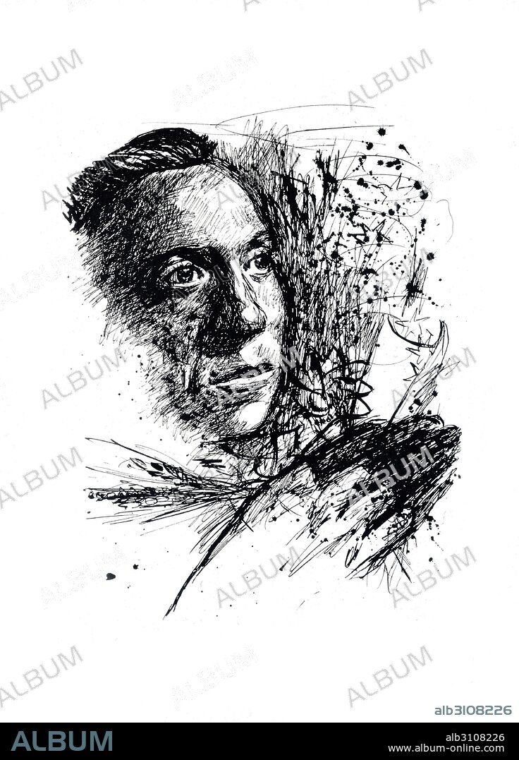 GREGORIO PRIETO. Retrato de Miguel Hernández.