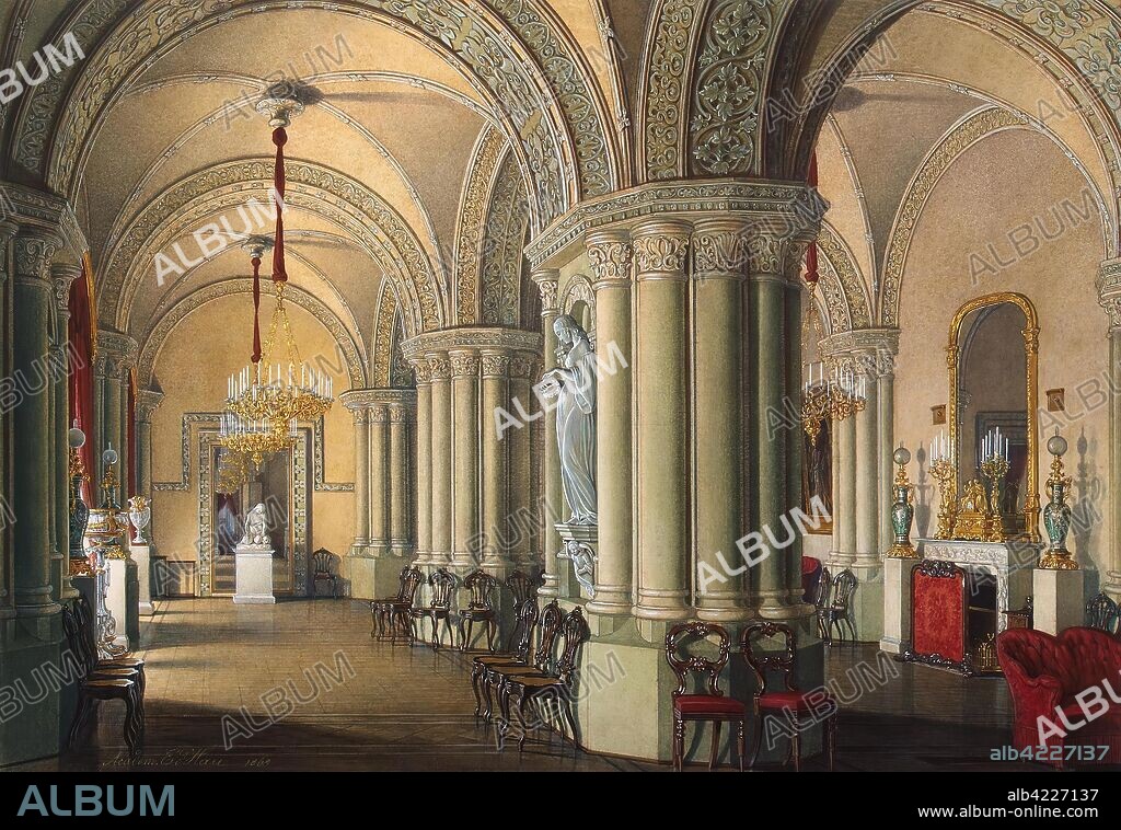EDWARD HAU. 'Interiors of the Winter Palace. The Gothic Drawing Room of Grand Princesses'. Russia, 1868. Dimensions: 32,8x47,3 cm.