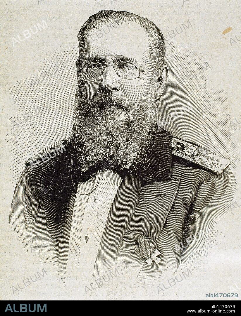 Grand Duke Constantine Nikolaevich of Russia (1827-1892). Second son of Tsar Nicholas I of Russia and brother of Alexander II. In 1862 he was General Governor  of Poland in Russia. Engraving by A. Carter.