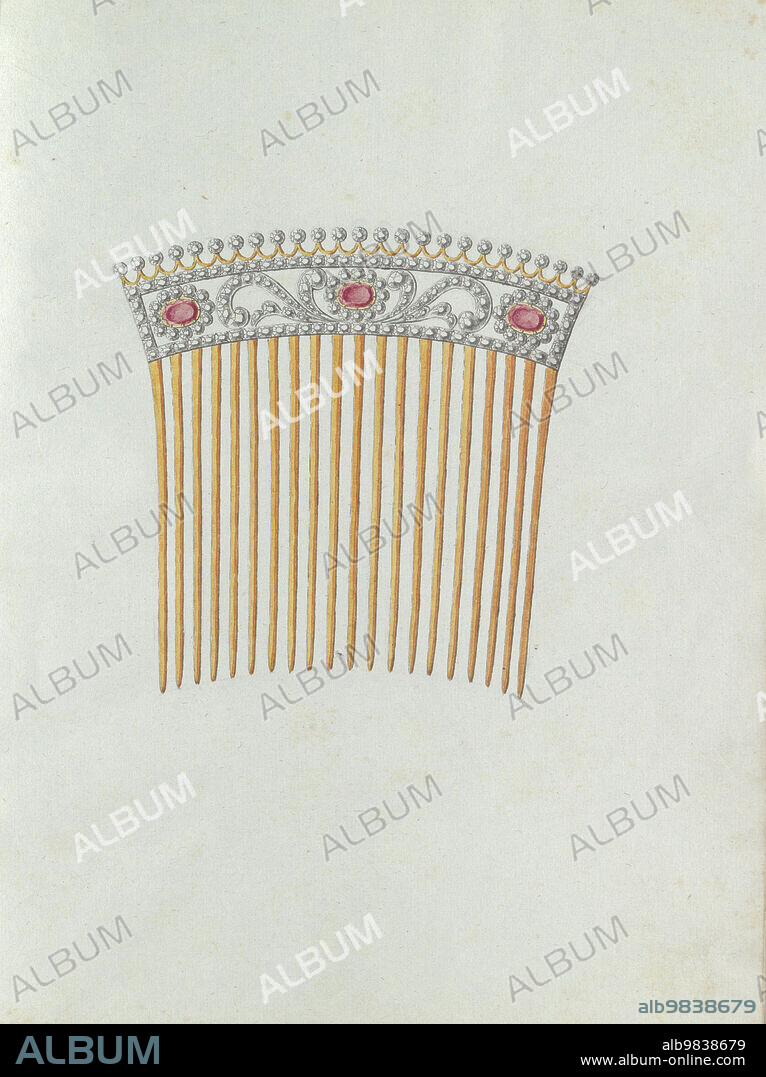 CARL FRIEDRICH BÄRTHEL. Hair comb with twenty teeth and three red stones, c.1800-c.1810.
