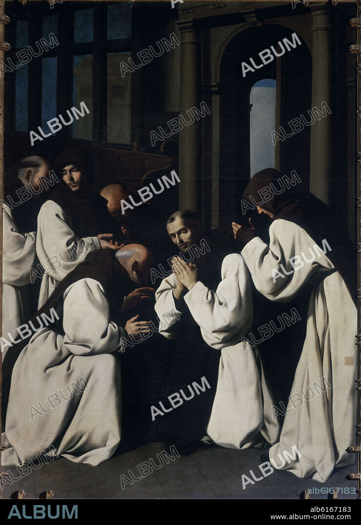 FRANCISCO DE ZURBARAN. Spanish school. Sacristy - Farewell of Father John of Carrion. Sacristia - Despedida del padre Juan de Carrion. Guadalupe monastery. Province of Caceres, Spain.