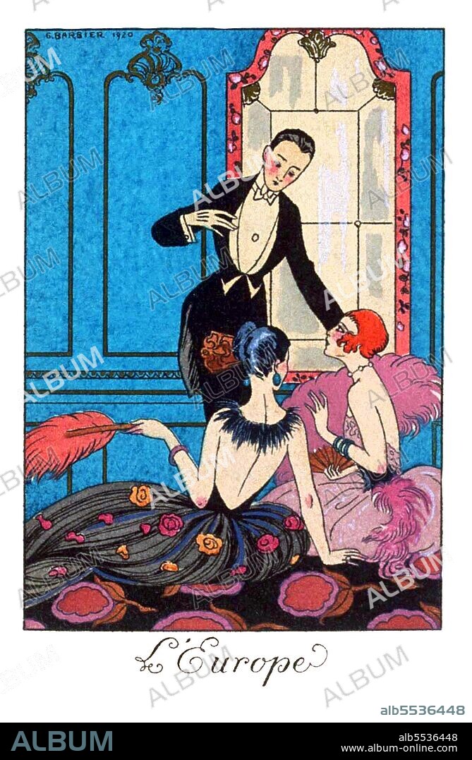 George Barbier (1882–1932) was one of the great French illustrators of the early 20th century. Born in Nantes, France on October 10, 1882, Barbier was 29 years old when he mounted his first exhibition in 1911 and was subsequently swept to the forefront of his profession with commissions to design theatre and ballet costumes, to illustrate books, and to produce haute couture fashion illustrations. For the next 20 years Barbier led a group from the Ecole des Beaux Arts who were nicknamed by Vogue 'The Knights of the Bracelet'—a tribute to their fashionable and flamboyant mannerisms and style of dress. Included in this élite circle were Bernard Boutet de Monvel and Pierre Brissaud (both of whom were Barbier's first cousins), Paul Iribe, Georges Lepape, and Charles Martin. During his career Barbier also turned his hand to jewellery, glass and wallpaper design, wrote essays and many articles for the prestigious Gazette du bon ton. In the mid-1920s he worked with Erté to design sets and costumes for the Folies Bergère and in 1929 he wrote the introduction for Erté's acclaimed exhibition and achieved mainstream popularity through his regular appearances in L'Illustration magazine. Barbier died in 1932 at the very pinnacle of his success.