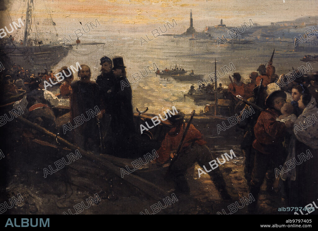 Boarding of the thousand in Quarto, Gerolamo Induno, 1860, civic museum of the Risorgimento, Milan.