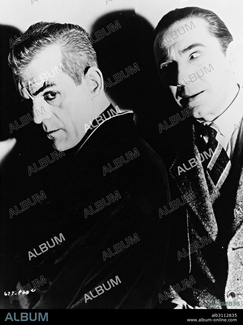 BELA LUGOSI and BORIS KARLOFF in THE BLACK CAT, 1934, directed by EDGAR ULMER. Copyright UNIVERSAL PICTURES.
