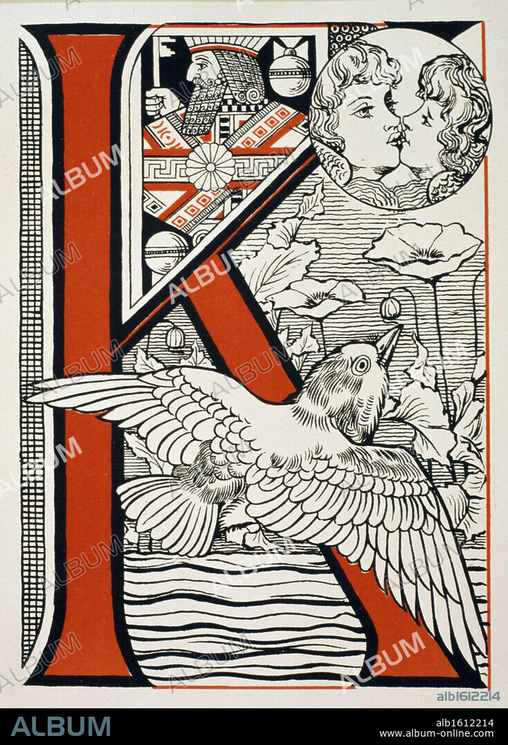 ARTIST UNKNOWN. The Letter K (Is for Kings,  Kiss..),  from book ABC by Theodore Howard,  USA,  Illinois,  Chicago,  Newberry Library.