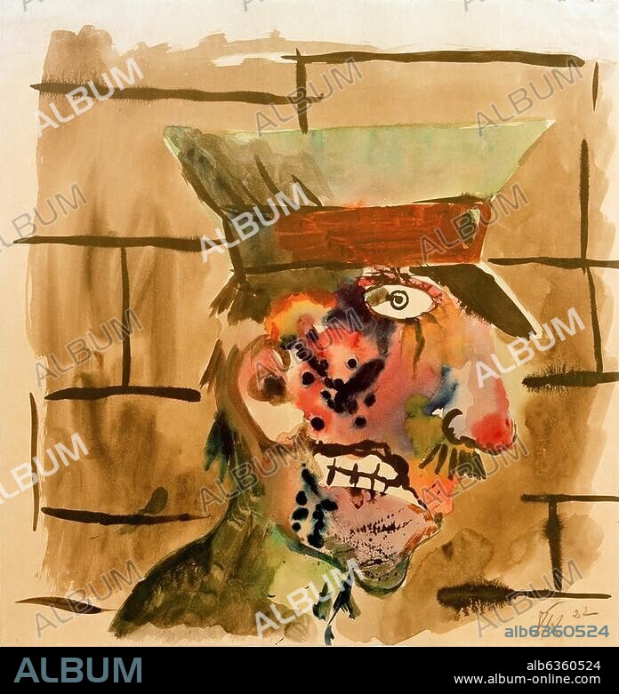 OTTO DIX. Dix, Otto 1891-1969. "Kriegverletzter", 1922. Aquarell auf Papier, 39,6 x 38 cm. Inv.Nr. K.Z 166 Sammlung Kamm,.