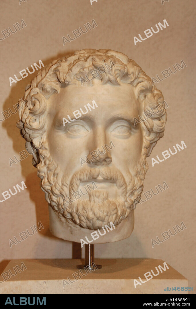 Antoninus Pius (86-161 AD.).(Titus Aurelius Fulvus Boionius Arrius Antoninus). Roman Emperor from 138-161AD.). Imperial Portrait.   National Museum of Rome. Italy. Europe.