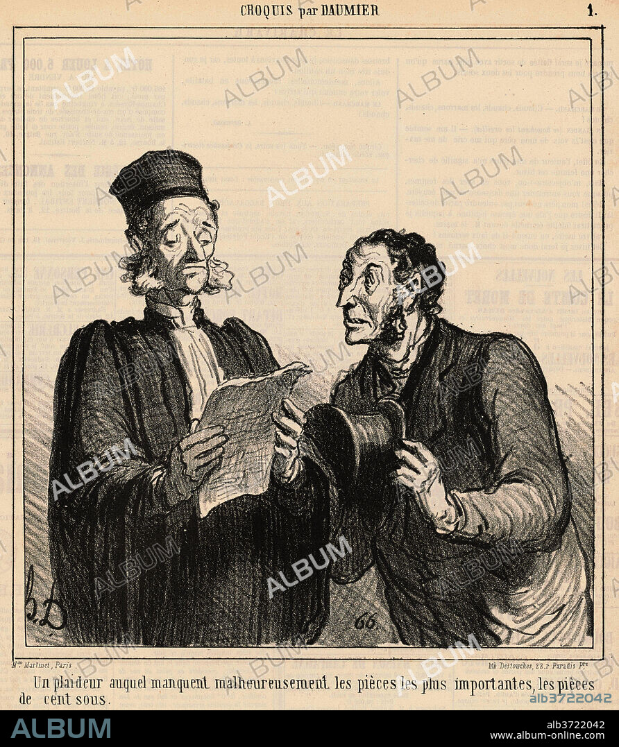 HONORE DAUMIER. Un plaideur auquel manquent ... Dated: 19th century. Medium: lithograph.
