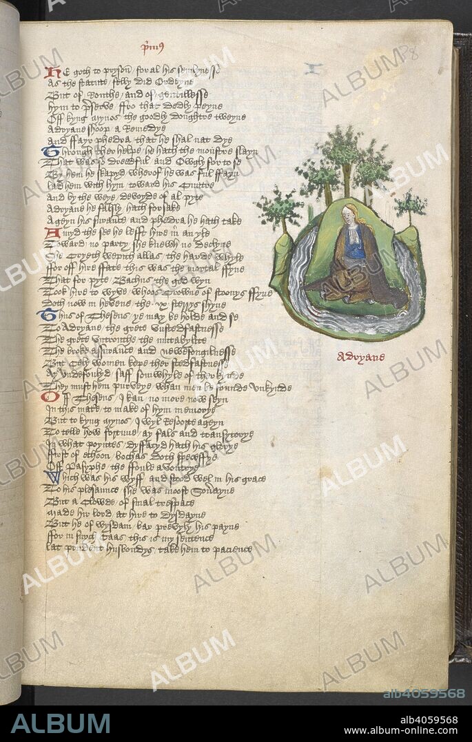 GIOVANNI BOCCACCIO. Ariadne abandoned by Theseus on Naxos Island. The Fall of Princes , abridged. England, S. E. (probably Suffolk, possibly Bury St Edmunds); c. 1450 - c. 1460. Source: Harley 1766, f.38. Language: English.