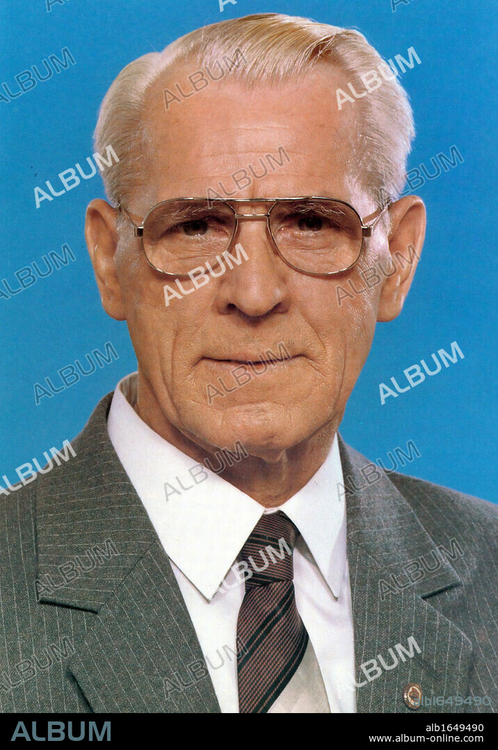 Willi Stoph (1914-1999) East German politician. Prime Minister (Chairman of the Council of Ministers) of the German Democratic Republic (East Germany) from 1964 to 1973, and again from 1976 until 1989.