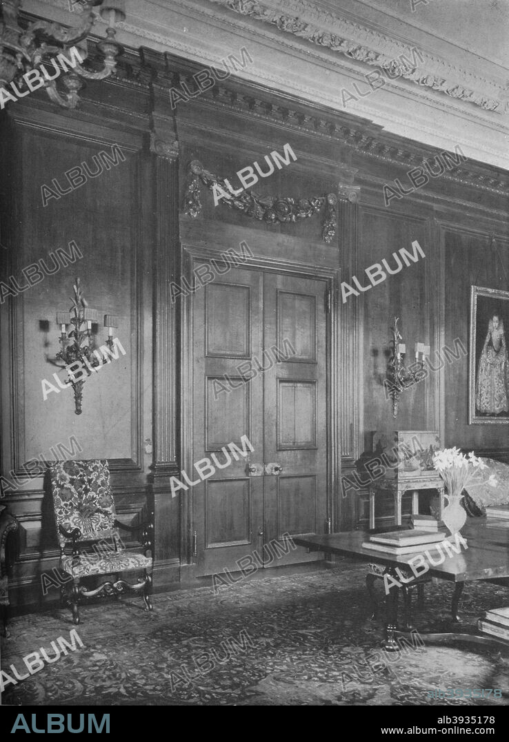 Detail of living room doorway, house of Henry P Davison, New York, 1922. Henry Pomeroy Davison (1867-1922) was an American banker and philanthropist. His Neo-Georgian style house on the Upper East Side of New  York was designed by Walker & Gillette and built in 1917. From The Architectural Forum Volume XXXVI. [Rogers and Manson, New York, 1922].