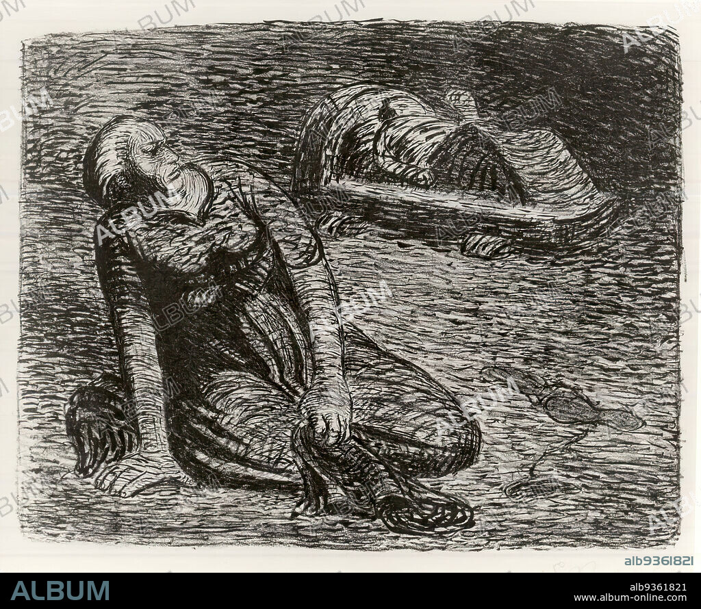 The Bloodstains 2, Der Blutflecken 2, The Dead Day, Der Tote Tag, Plate 16, Ernst Barlach, German, 1870-1938, Lithograph on wove buff paper, Germany, 1912, Image: 7 15/16 x 10 1/16 in., 20.2 x 25.6 cm.