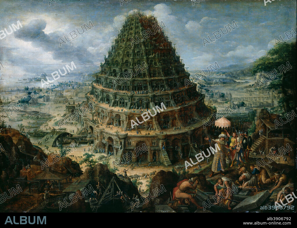 MARTEN VAN VALCKENBORCH. The Tower of Babel. Date/Period: 1595. Painting. Height: 755 mm (29.72 in); Width: 1,050 mm (41.33 in).