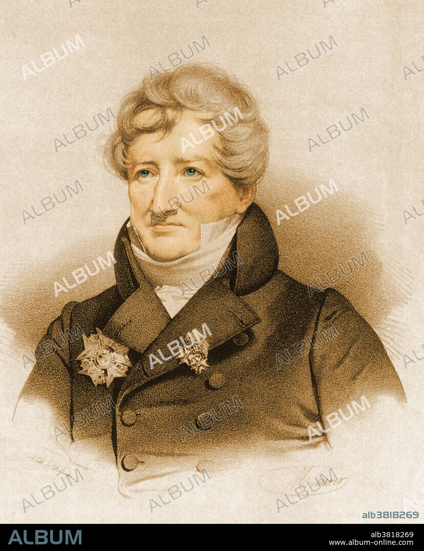 Georges Cuvier (1769-1832), French zoologist. Cuvier extended the work of Linnaeus in classification by grouping related classes into phyla and extending the system to fossils. He developed the discipline of comparative anatomy to enable the study of extinct animals from their bones. This work demonstrated conclusively that extinctions did occur. Color enhancement of BN2275.